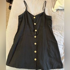 UO Black Linen Button-Up Dress